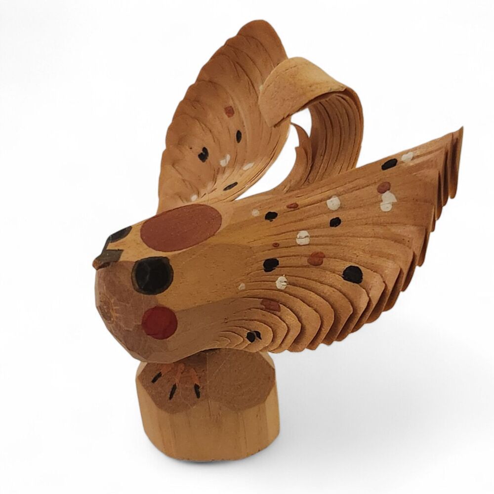 Vintage Sasano-Bori Wooden Bird Japan Ittobori Folk Art Hand Carved Toy